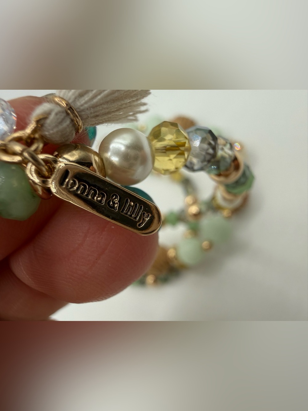 Lonna & Lilly Multi-Strand Beaded Bracelet Set Gold Tone Mint Green Pearl Tassel - Picture 15 of 17